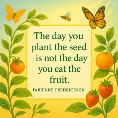 The day you plant the seed is not the day you eat the fruit. The day you plant the seed is not the day you eat the fruit.